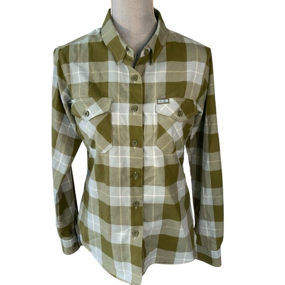 DIXXON Tops - DIXXON Flannel Shirt Womens Medium Green Plaid Astoria Form Function Long Sleeve